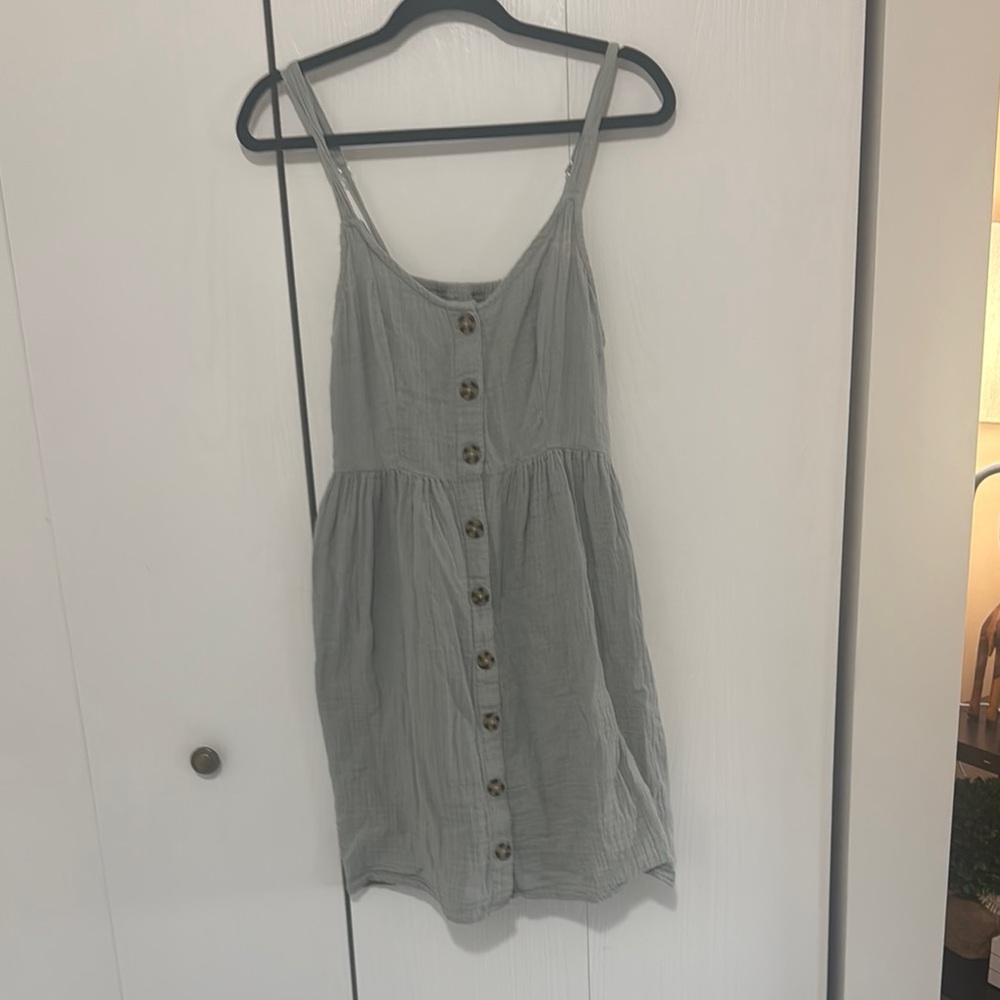 Sage Green Buttoned Mini Sundress